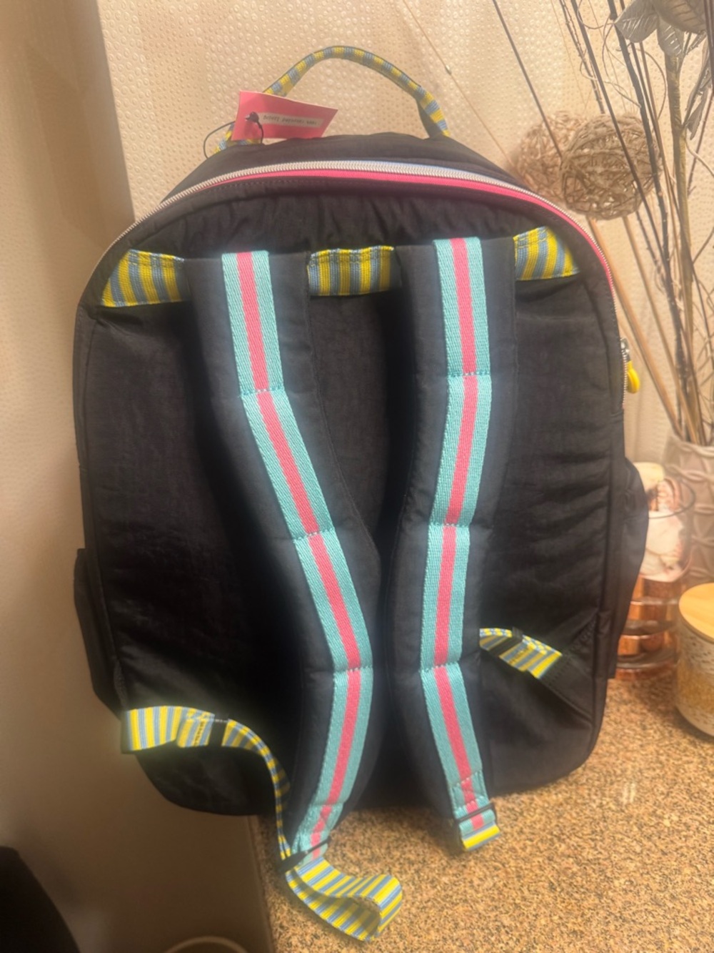Kipling Seoul Up  Backpack with Colorful Trim and Pom-Pom Keychain NWT - Picture 4 of 5